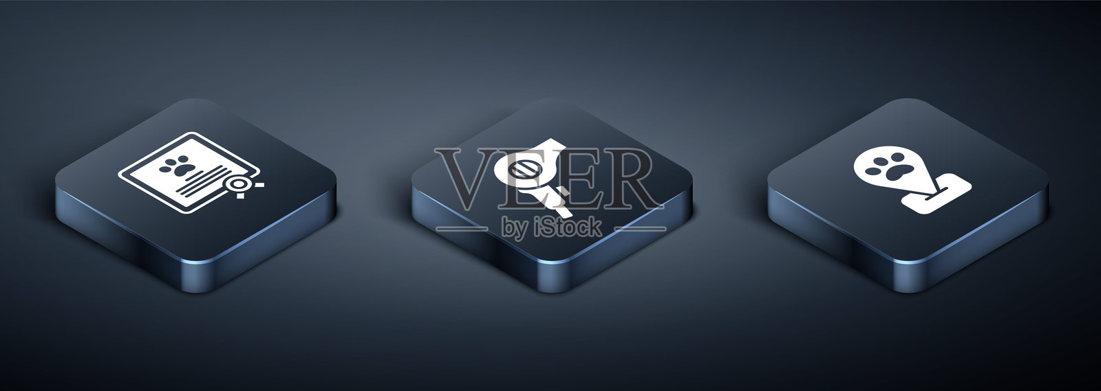 宠物美容和吹风机图标的狗或猫的等距证书集。矢量图示图示图示例文插画图片素材