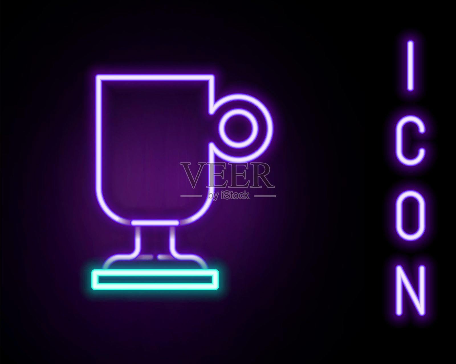 爱尔兰咖啡发光霓虹灯图标，孤立在黑色背景上。多彩轮廓概念。矢量图示插画图片素材