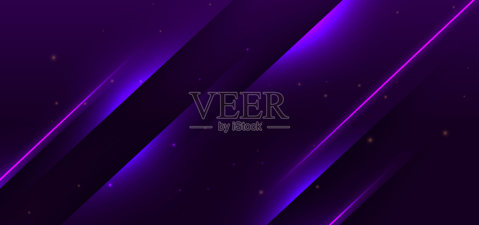 抽象的紫色发光斜线在深紫色背景上。科技光速移动。插画图片素材
