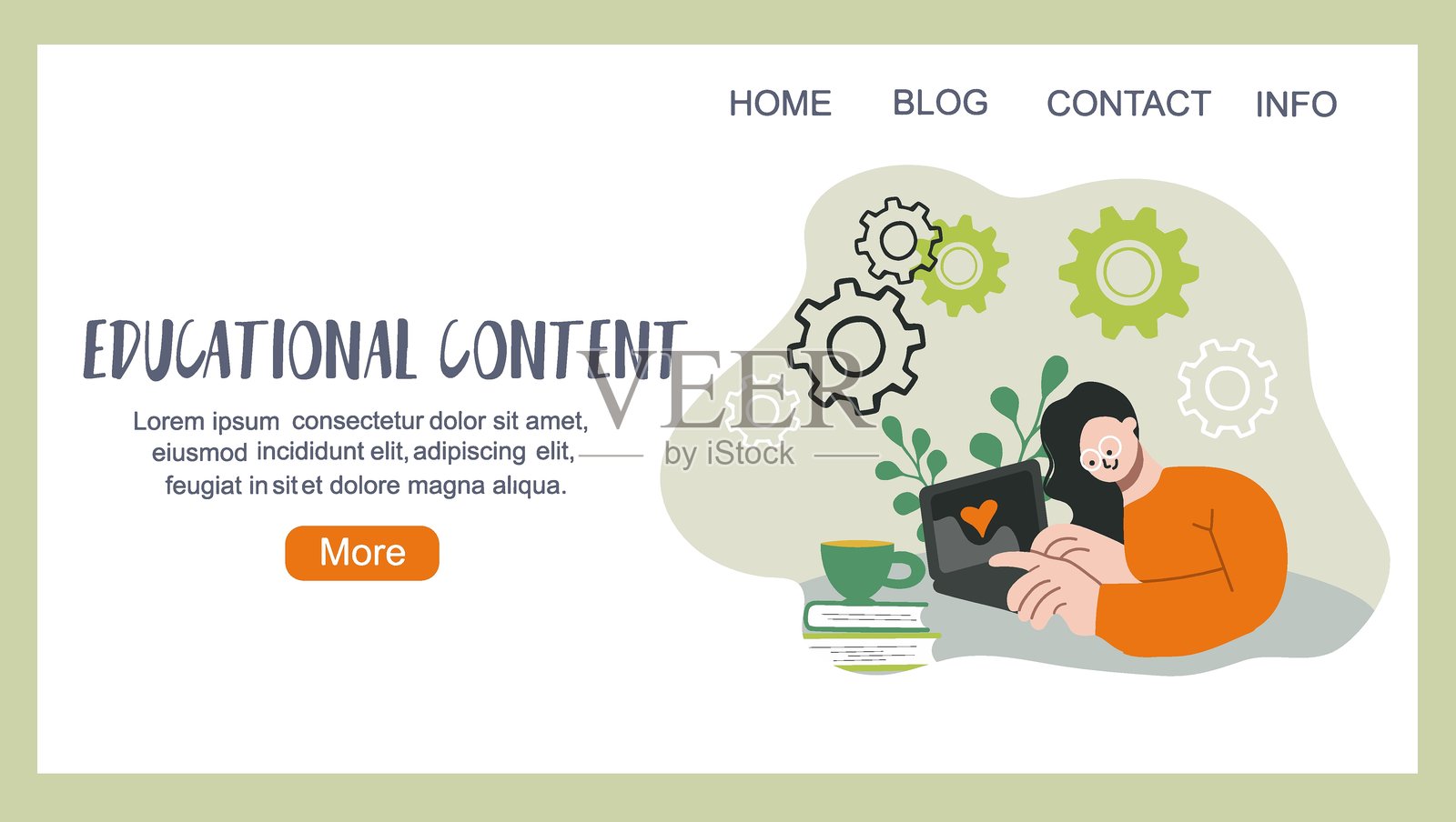 教育内容，返校季概念，教育，着陆页，手绘矢量图。插画图片素材