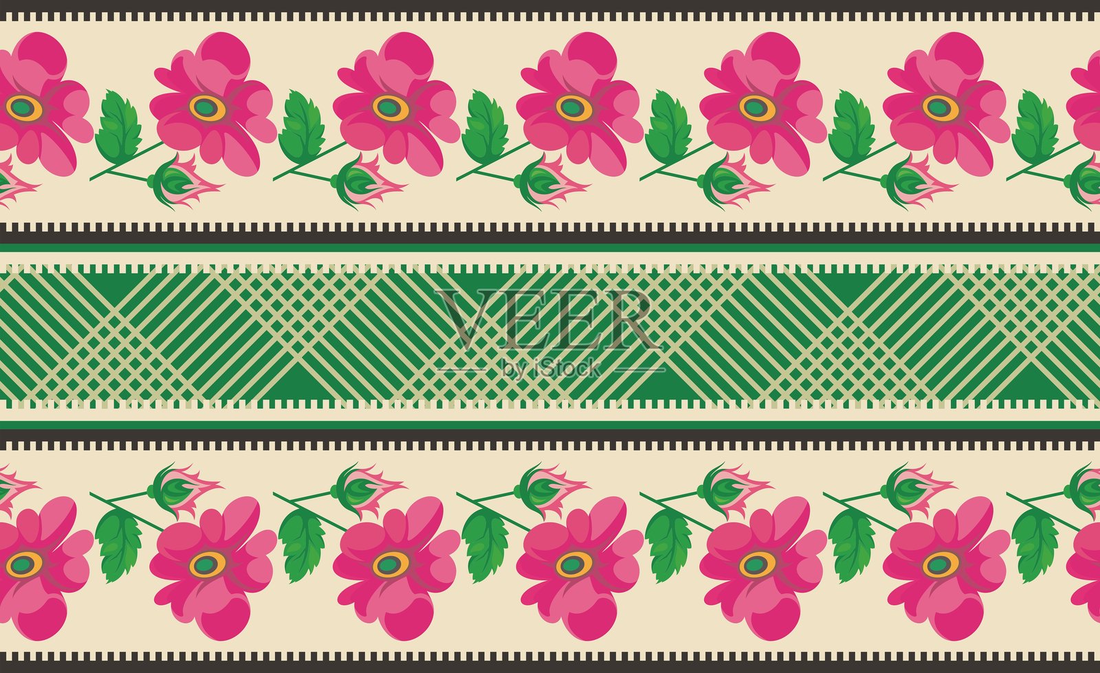 矢量斯拉夫装饰无缝连拱廊系列插画图片素材