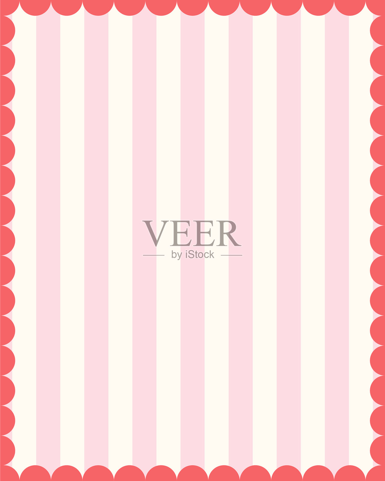 可爱抽象几何扇形波浪线边框模板，带有条纹背景插画图片素材