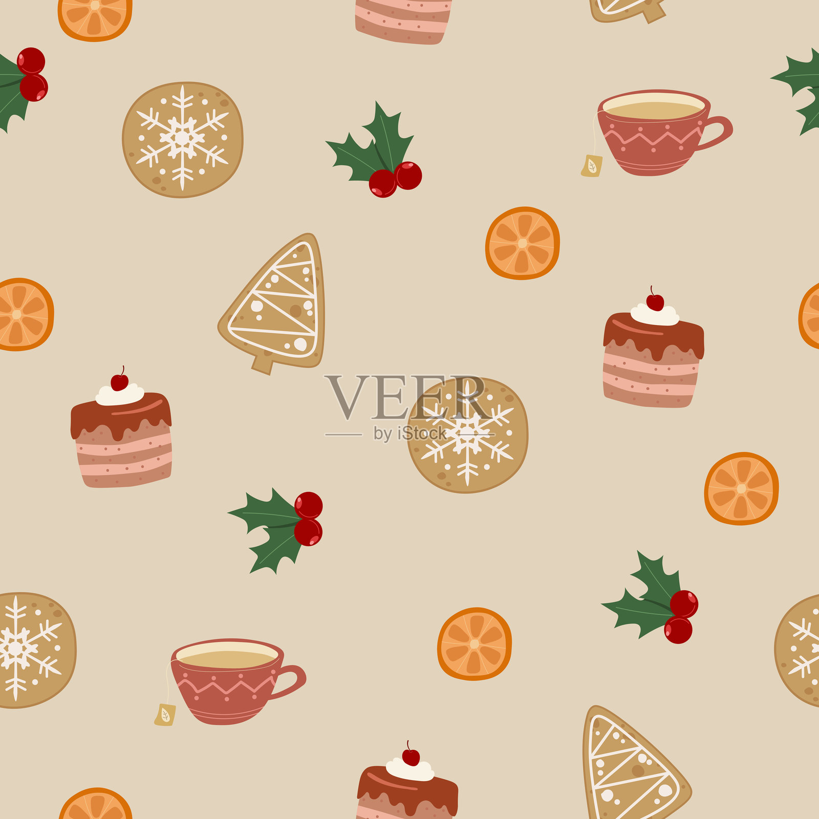 圣诞节无缝图案插画图片素材