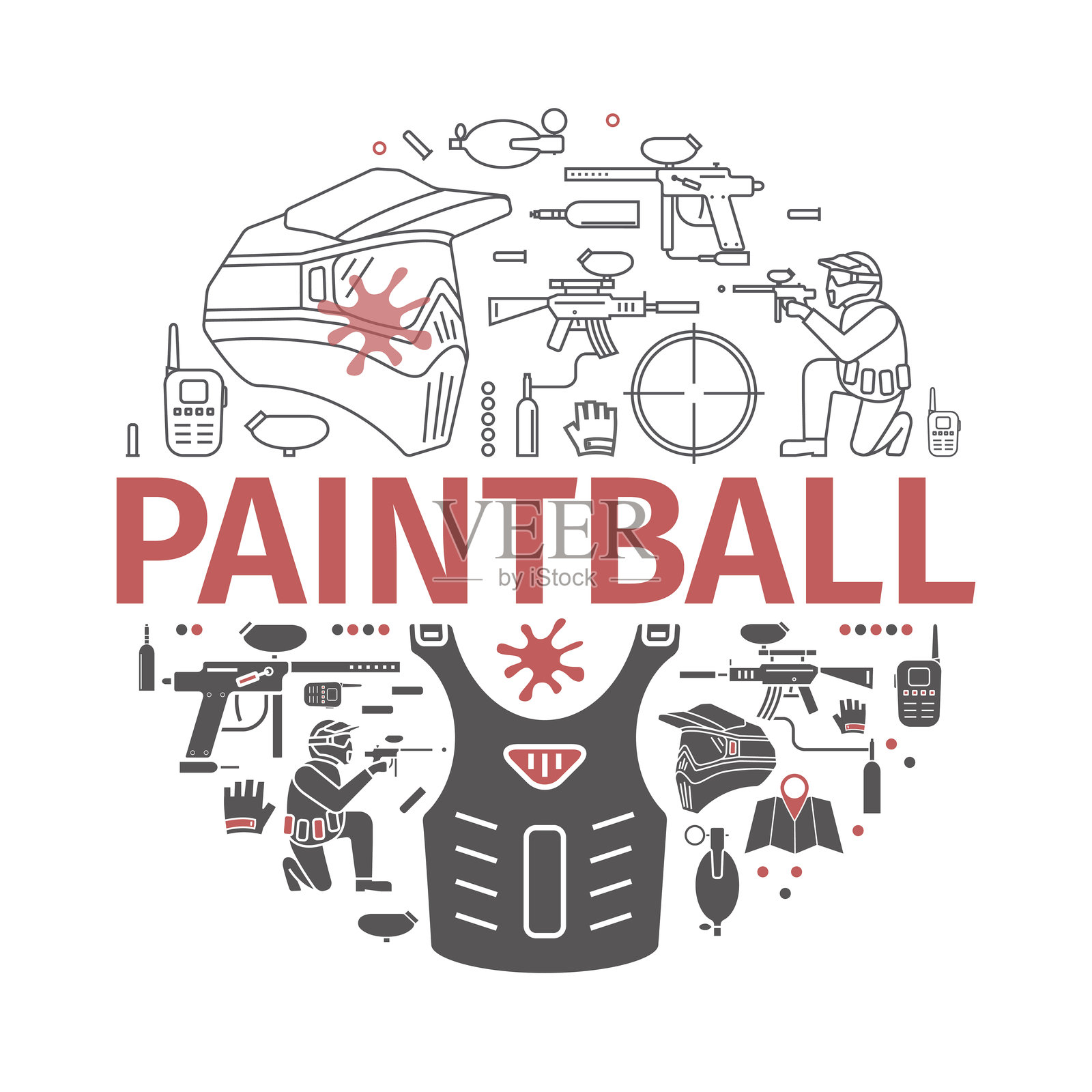 彩弹射击横幅。矢量图插画图片素材