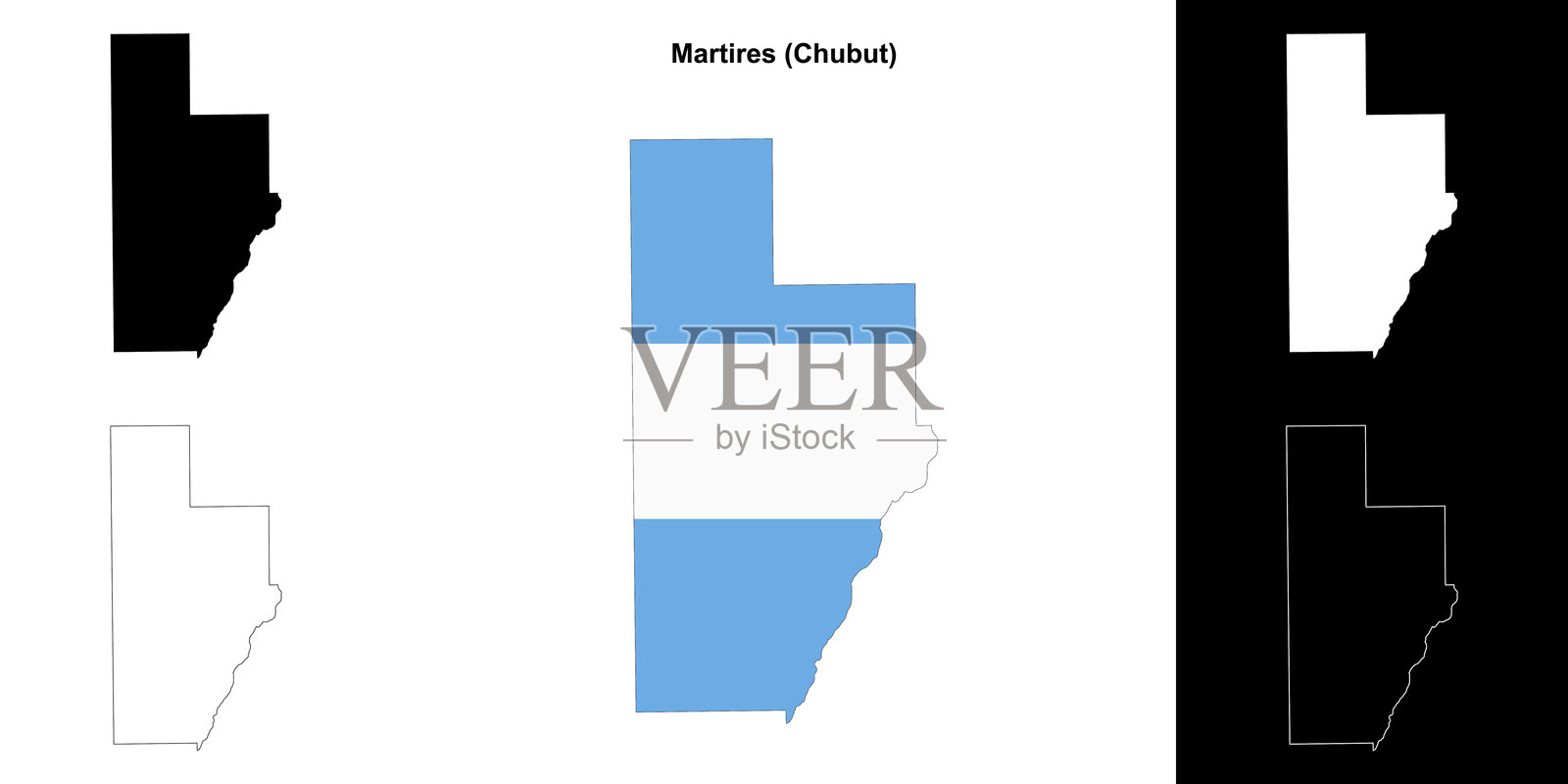 马丁内斯省（丘布特省）地图轮廓集插画图片素材