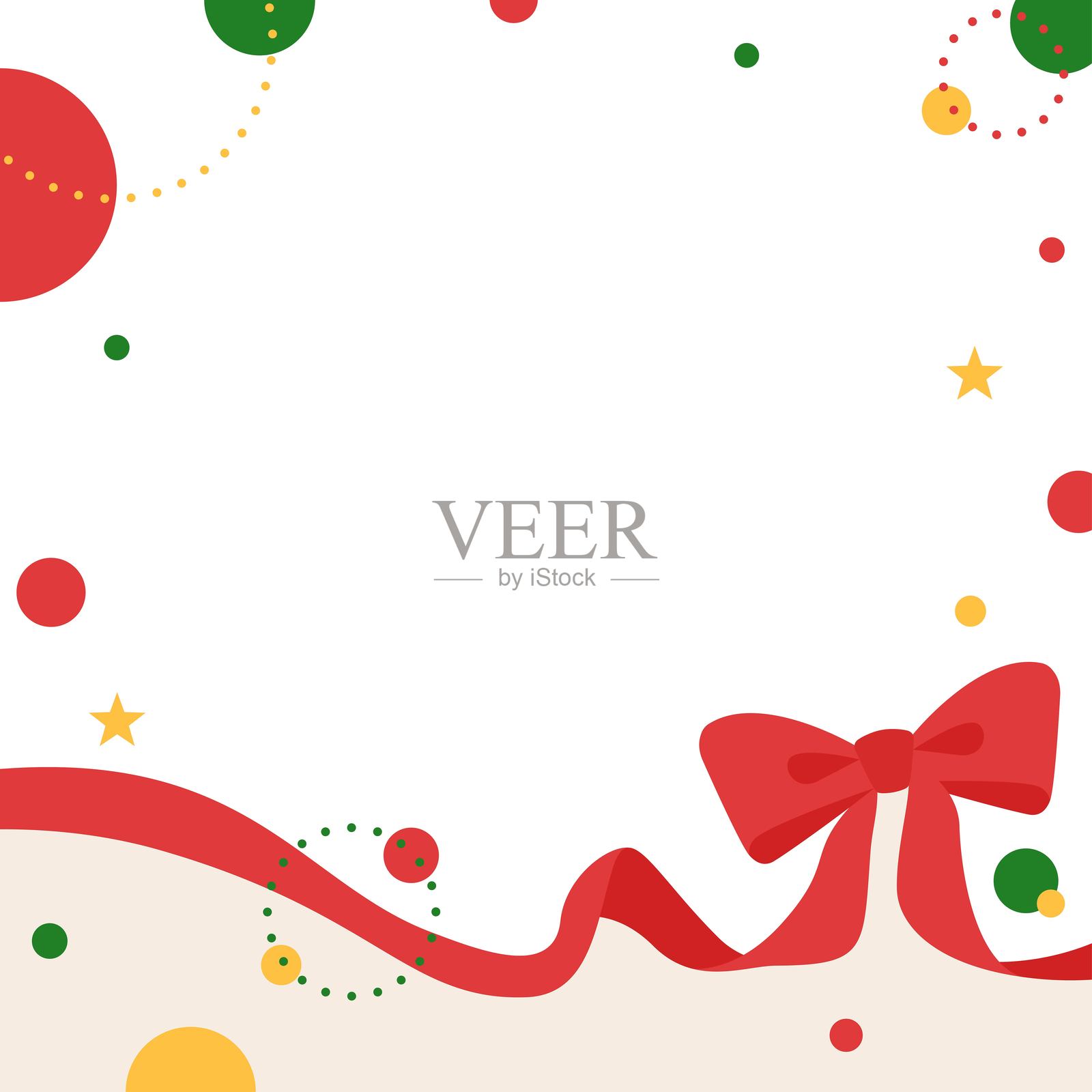 丝带装饰的圆形边框，流行设计，方形尺寸插画图片素材