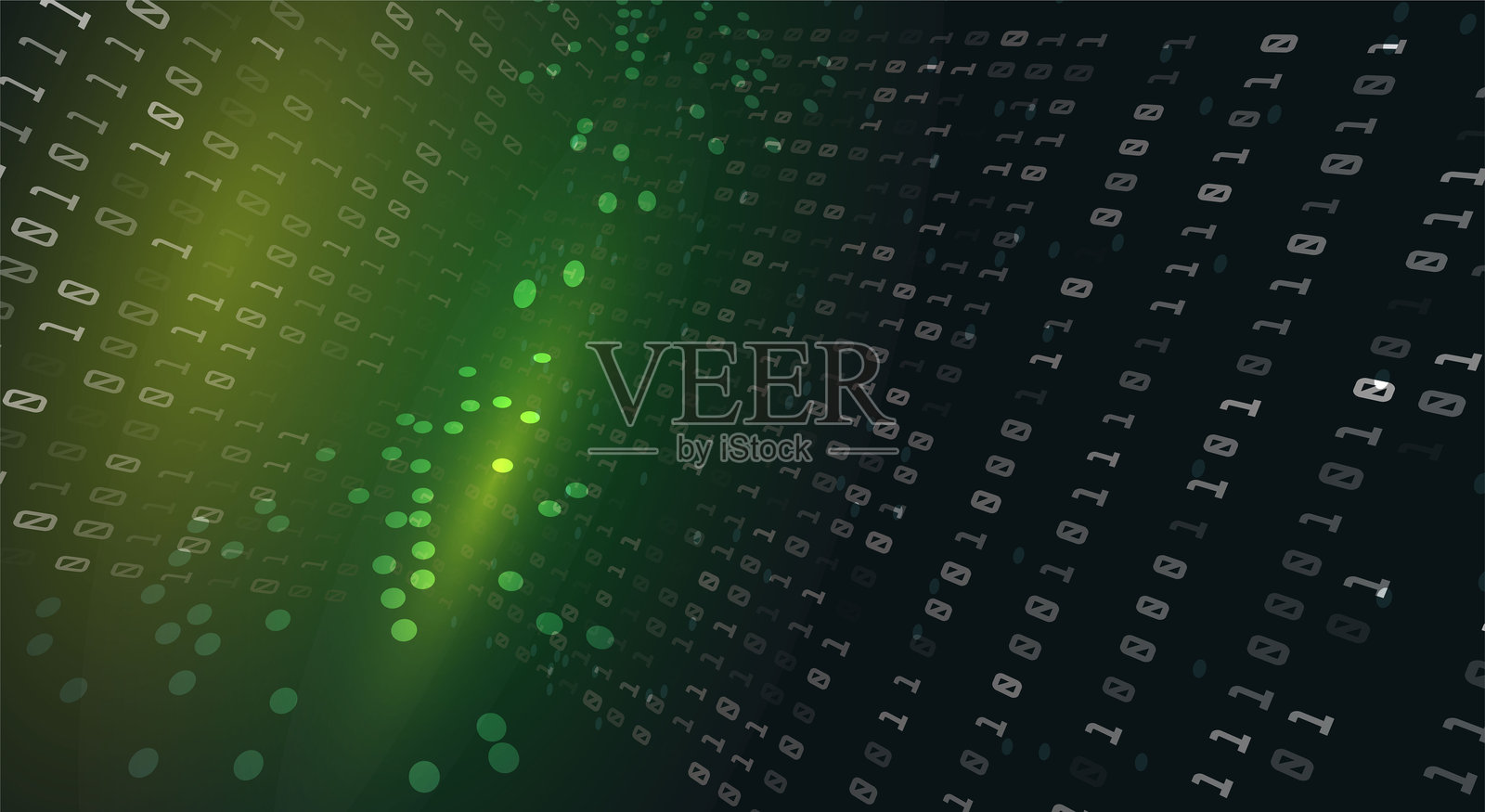 数字二进制代码 0 1 流动 绿色科技背景插画图片素材