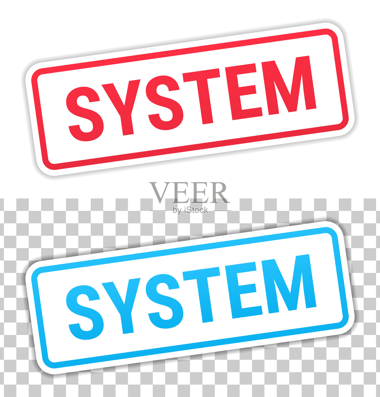 系统 - 红色和蓝色标签在空白背景上插画图片素材