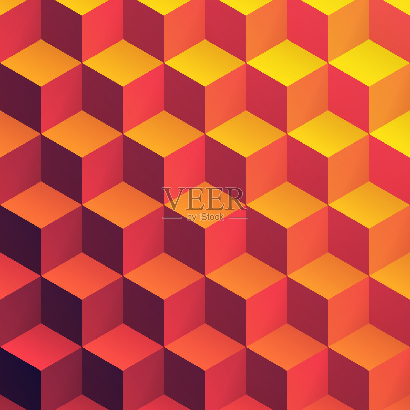 橙色立方体的抽象几何背景 - 时尚的3D背景插画图片素材