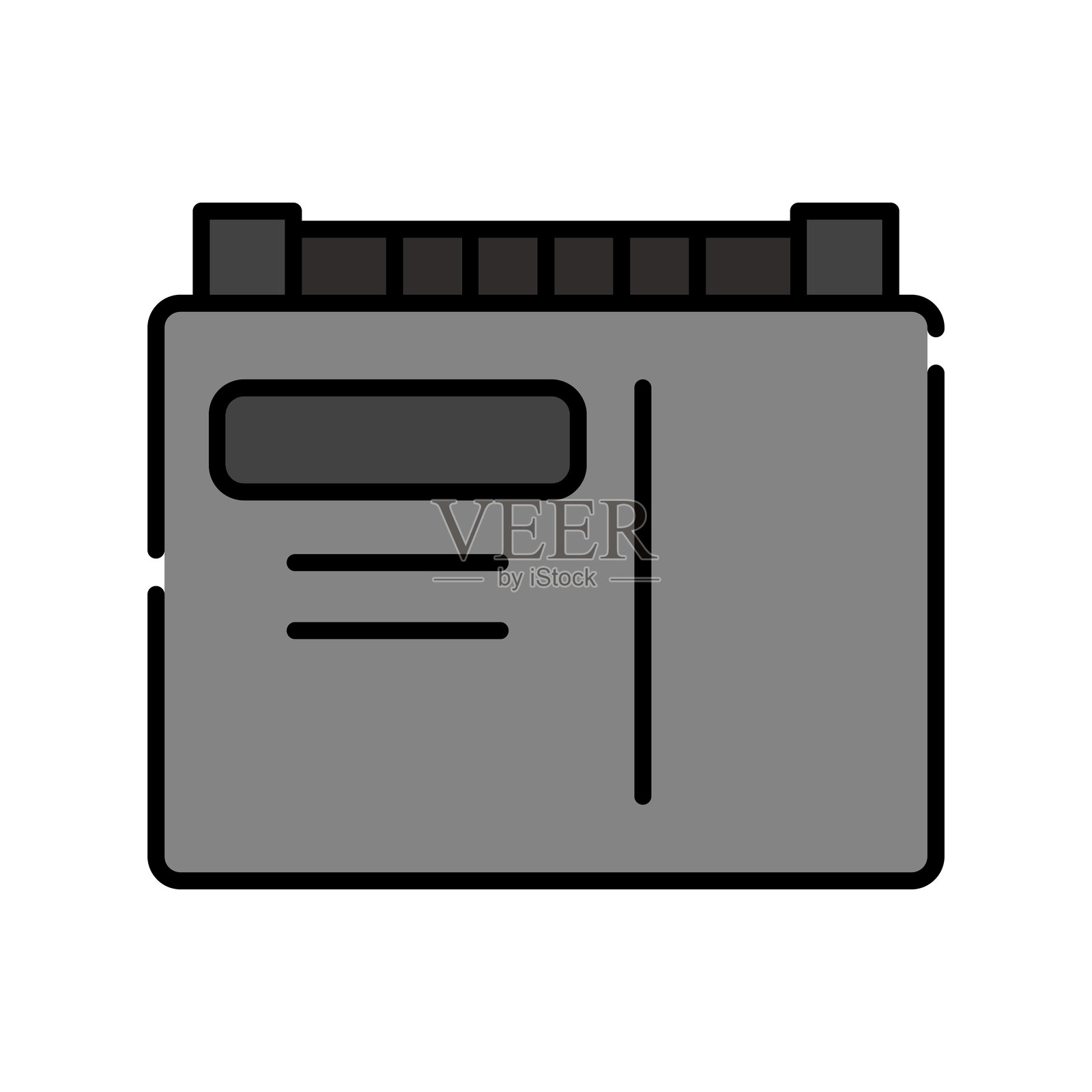 电池黑色线条图标。矢量隔离元素插画图片素材