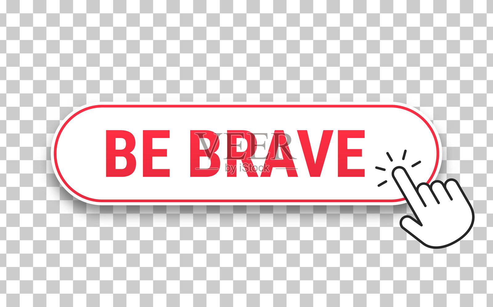 勇敢 - 带有鼠标光标的3D点击网页按钮，背景空白插画图片素材