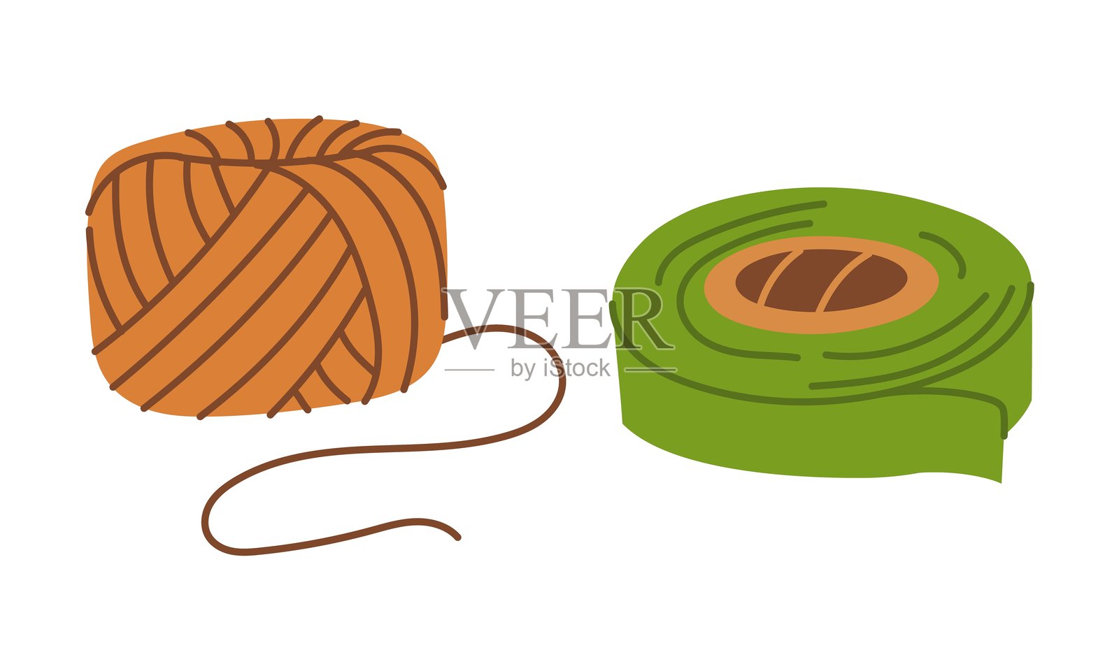 用于捆绑植物的套装。丝带和绳子。平面彩色隔离插图。园艺工具。季节性工作。农作物物品。适用于生态、花园、清洁、家居、包装设计插画图片素材