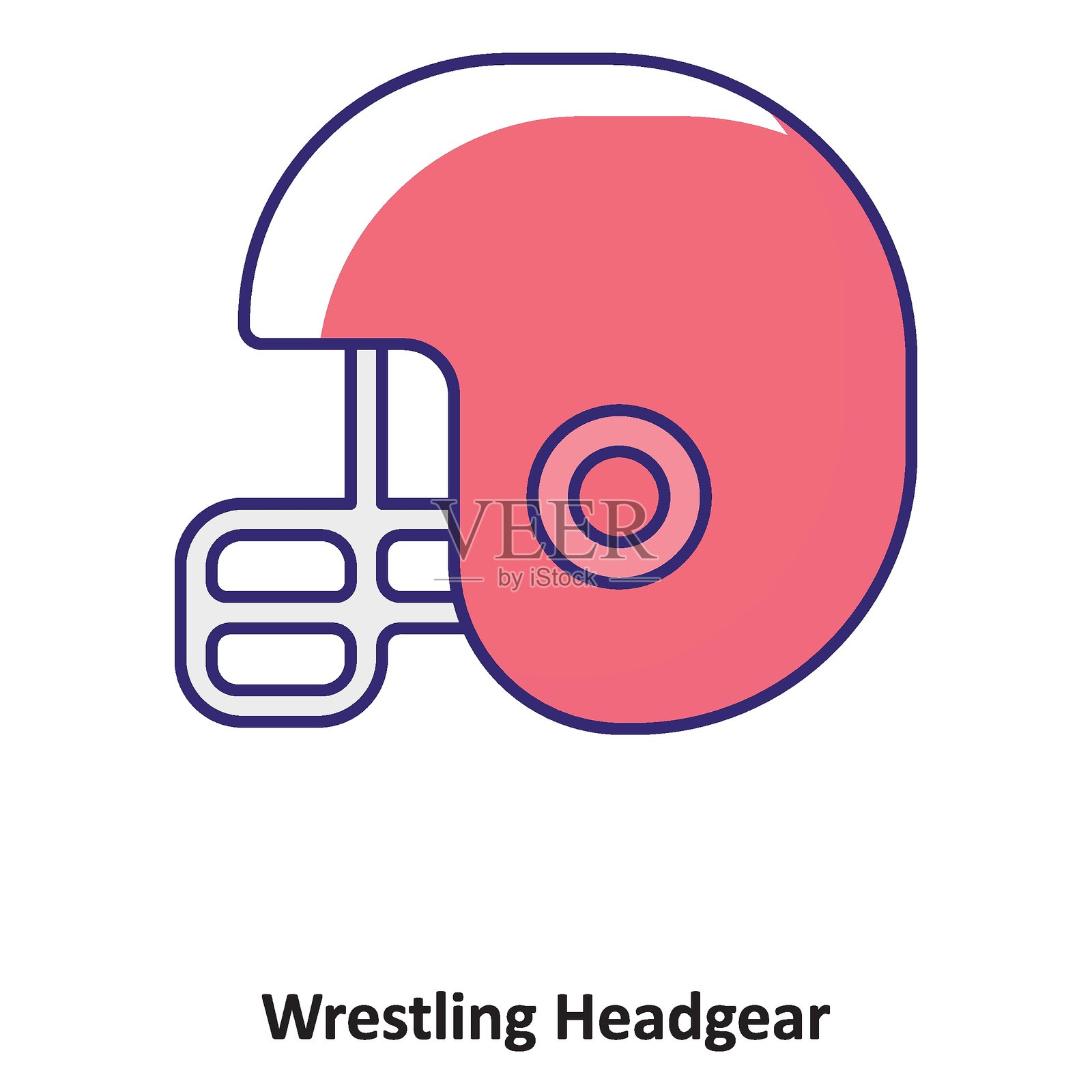 摔跤头盔矢量图标，可轻松修改或编辑插画图片素材