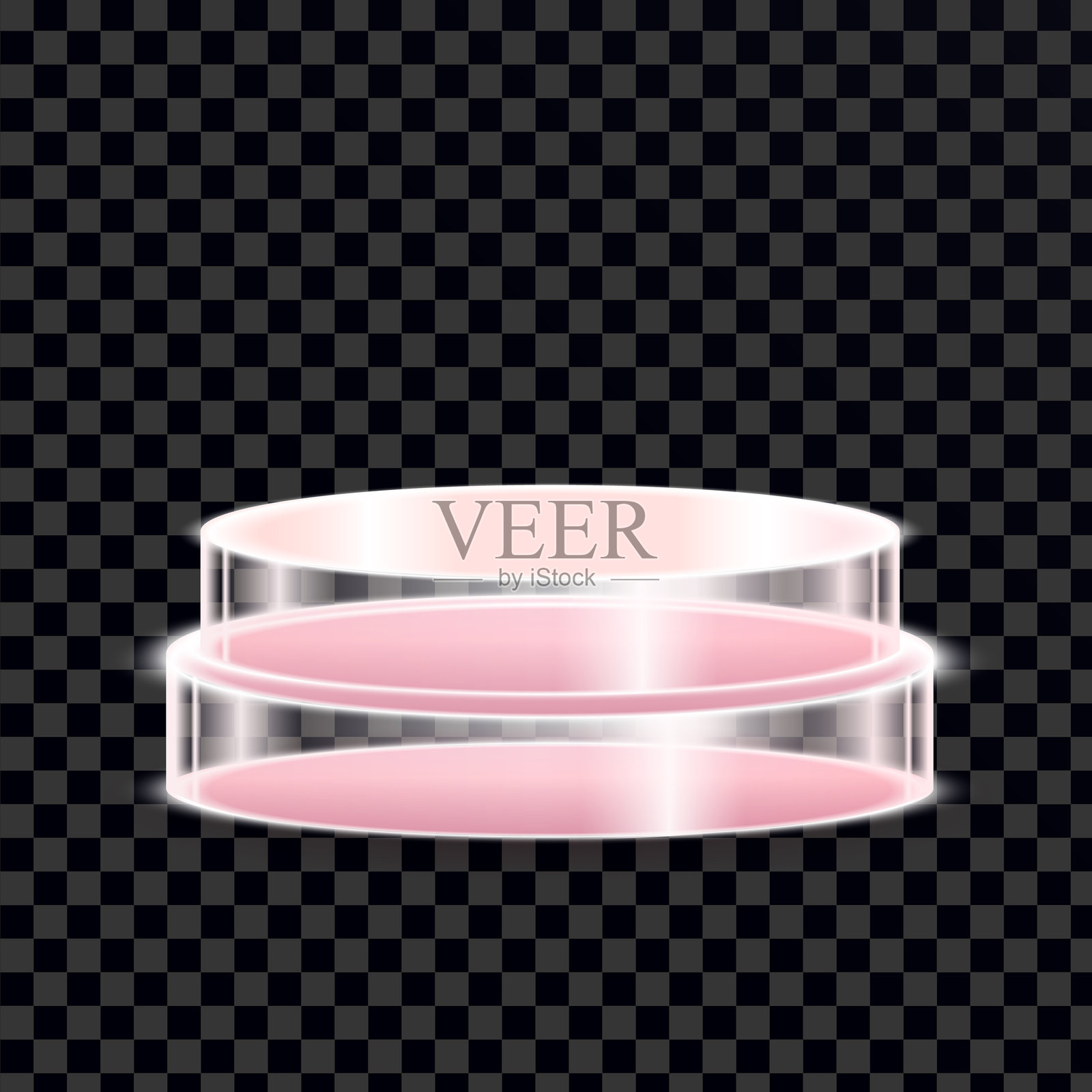 透明粉色发光圆柱体在格子背景上插画图片素材