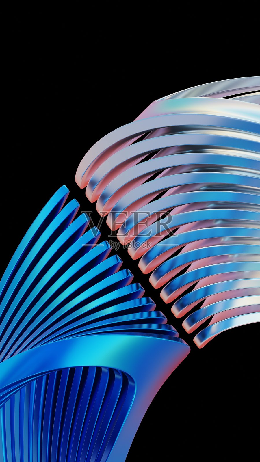 抽象的蓝粉色波浪设计图案，3D，现代照片摄影图片