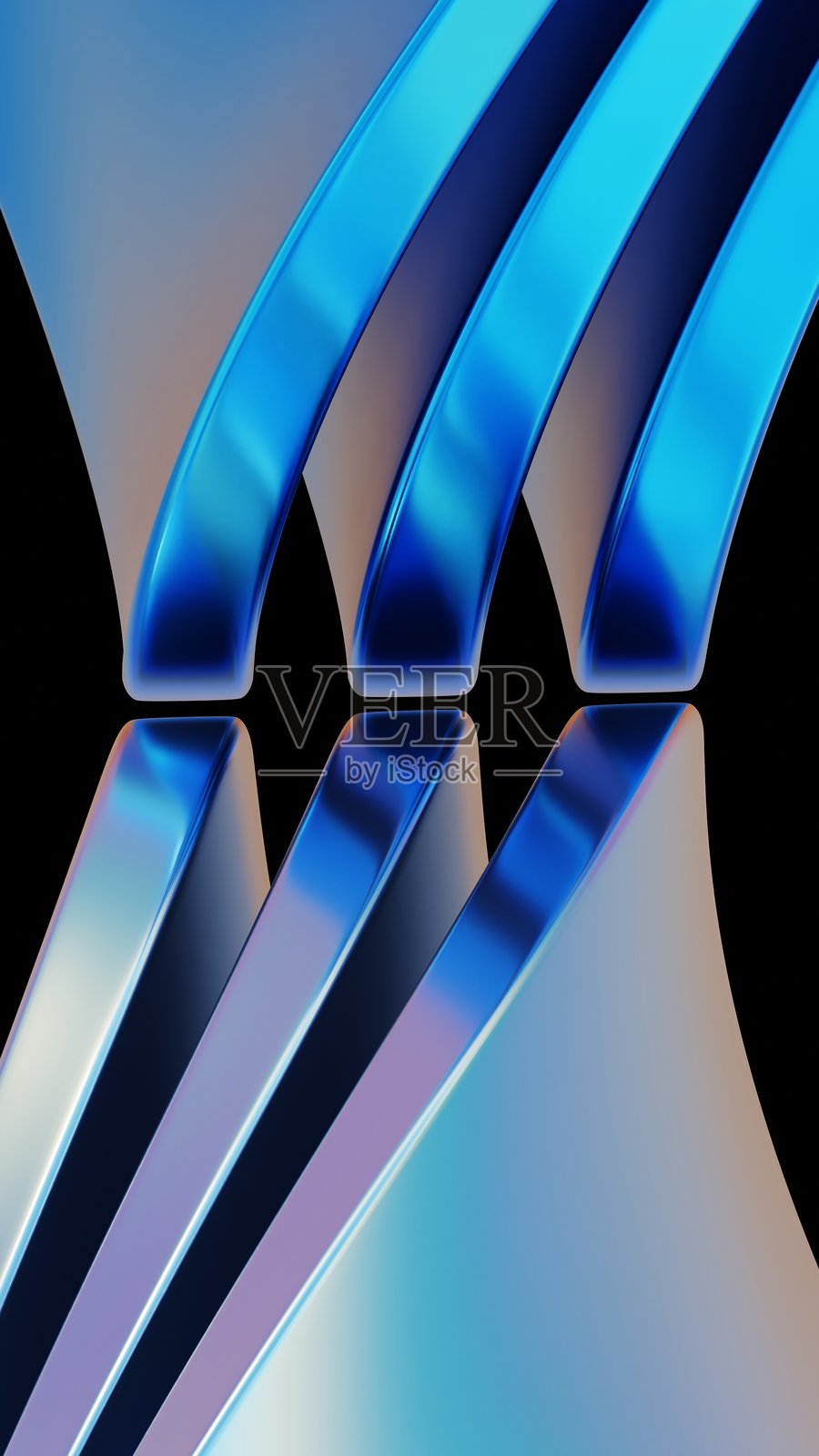 抽象蓝色曲线在黑色背景上，数字艺术，现代设计，流畅照片摄影图片