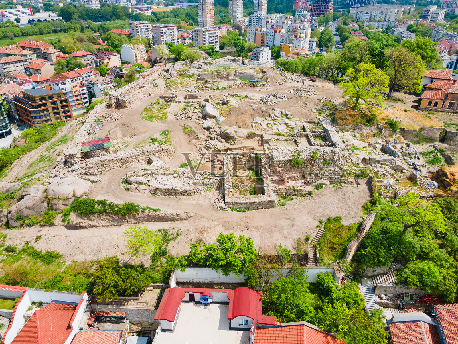 保加利亚普罗夫迪夫内贝特佩古城航拍图照片摄影图片