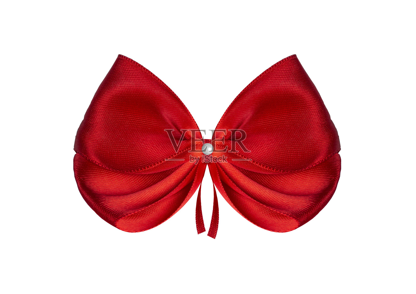 白色背景上的大红色蝴蝶结照片摄影图片
