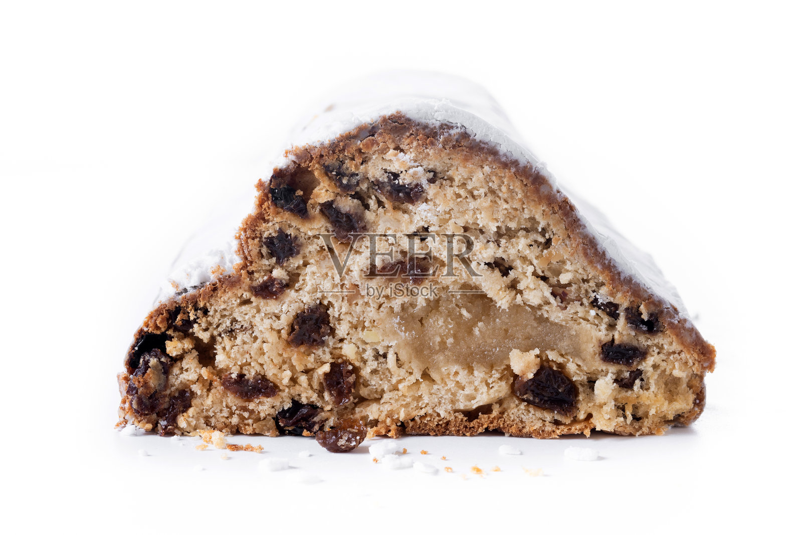 传统圣诞果脯面包，撒有糖粉照片摄影图片