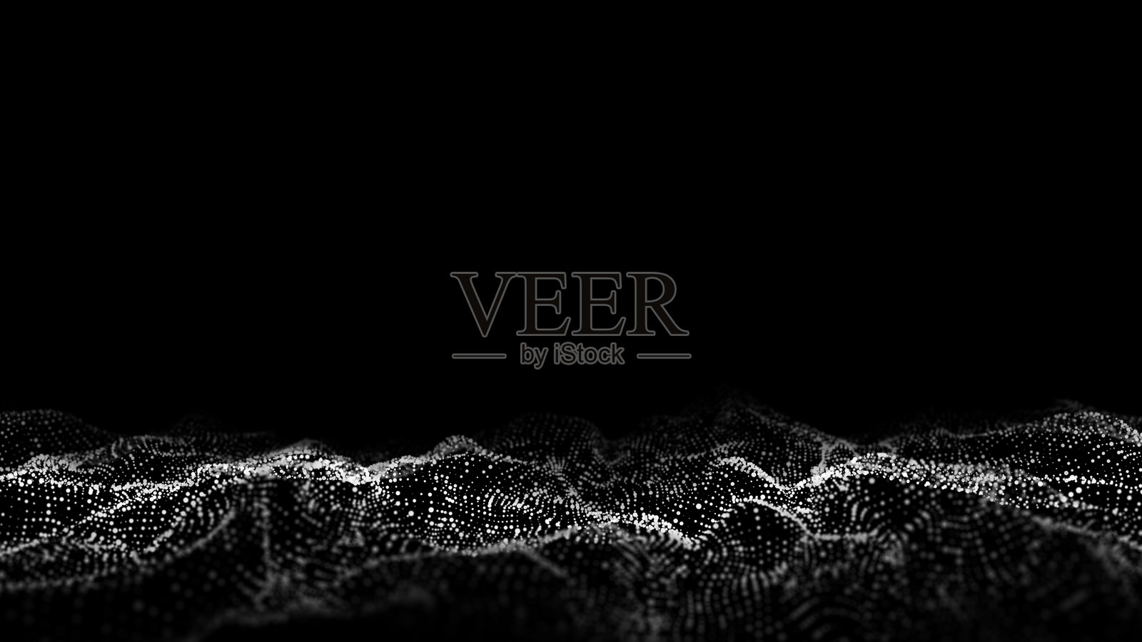 未来科技浪潮。数字赛博空间。带有移动粒子的抽象波浪背景。大数据分析。三维渲染。照片摄影图片