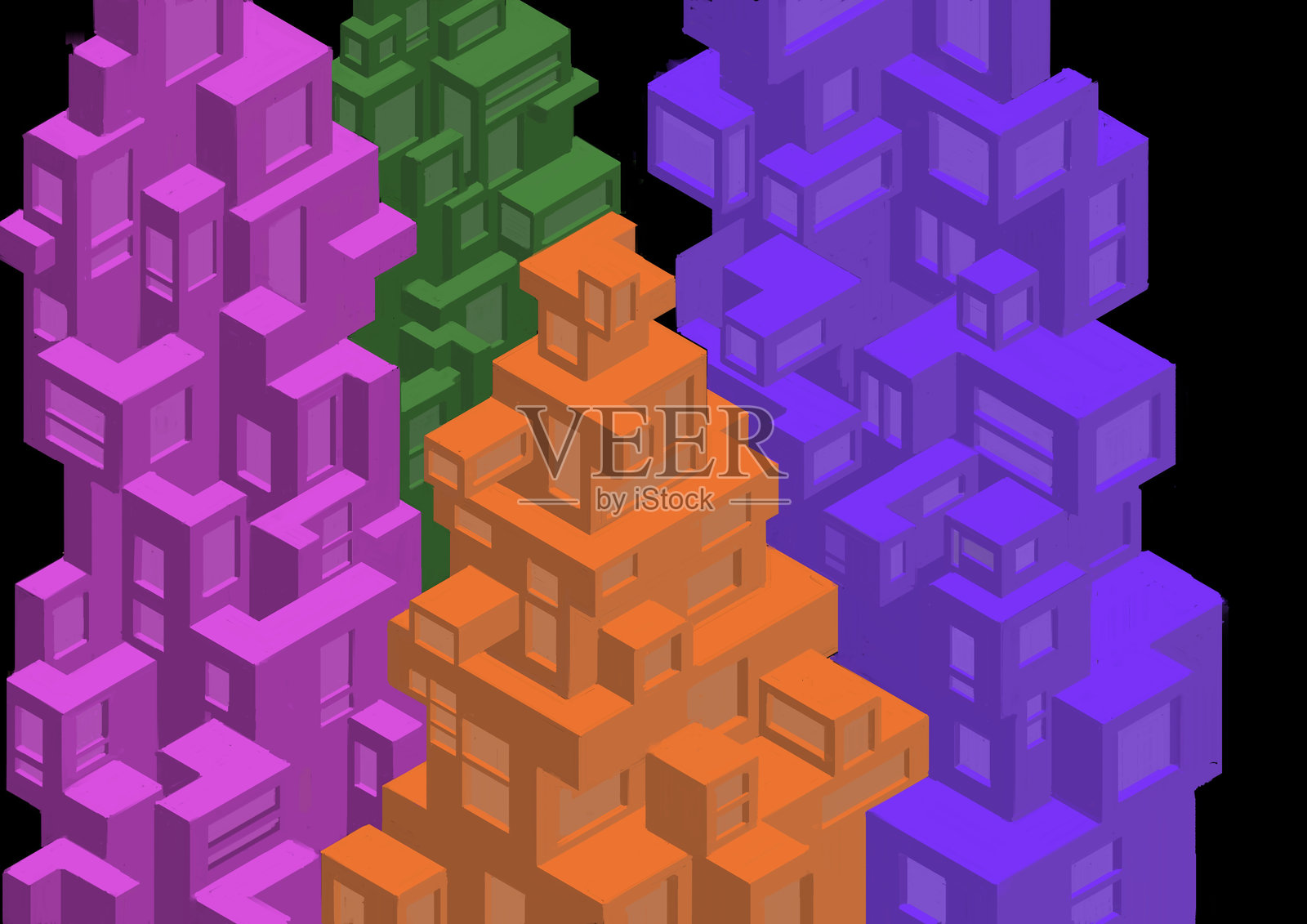 抽象的非人工智能科幻未来城市天际线照片摄影图片