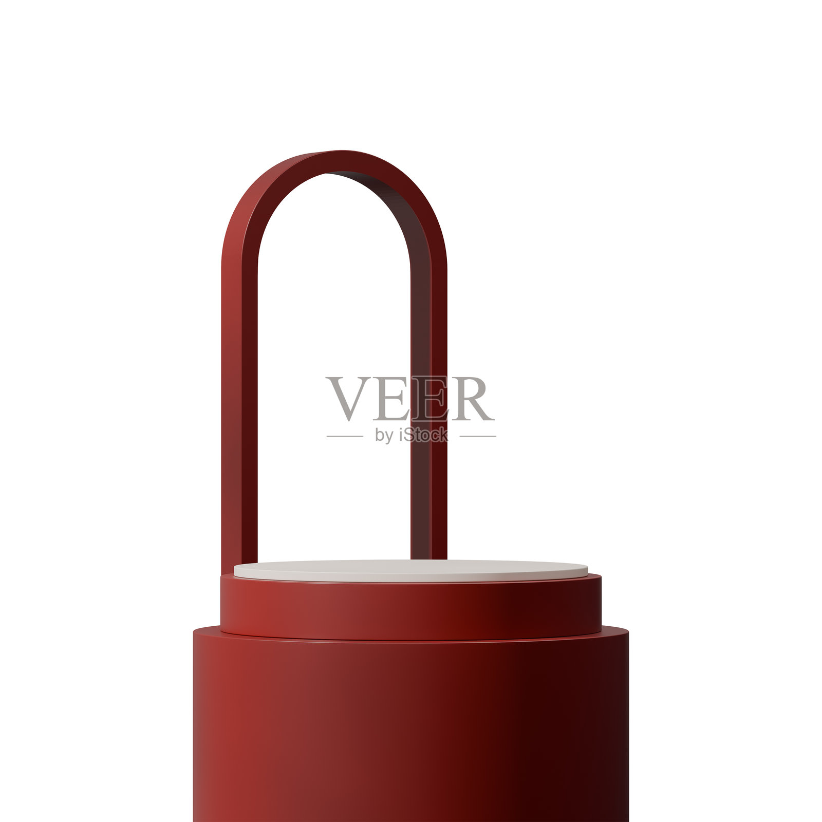 带有拱形背景的红色弧形圆柱体3D渲染模型模板照片摄影图片