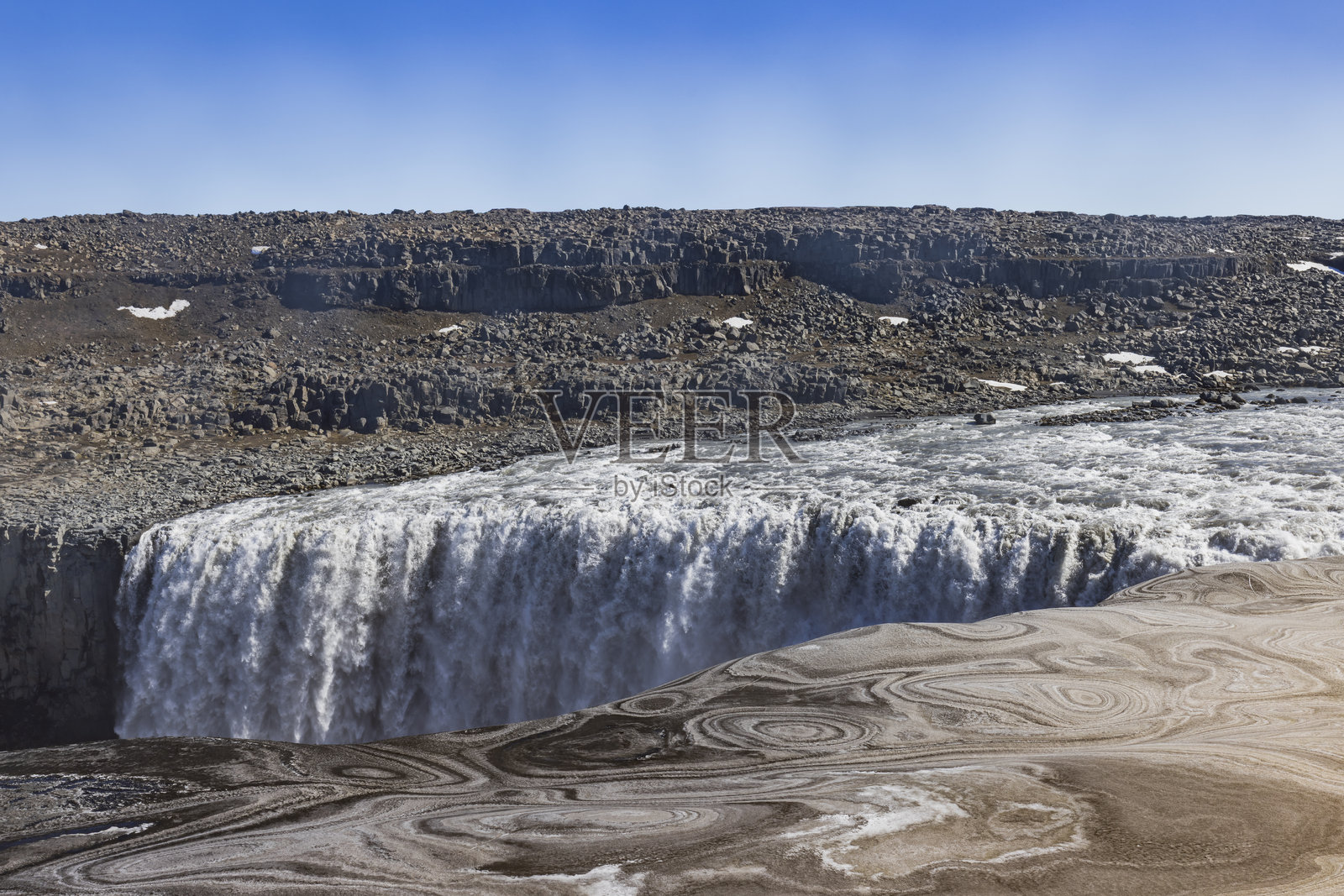 冰岛东北部瀑布戴蒂瀑布的景观照片摄影图片