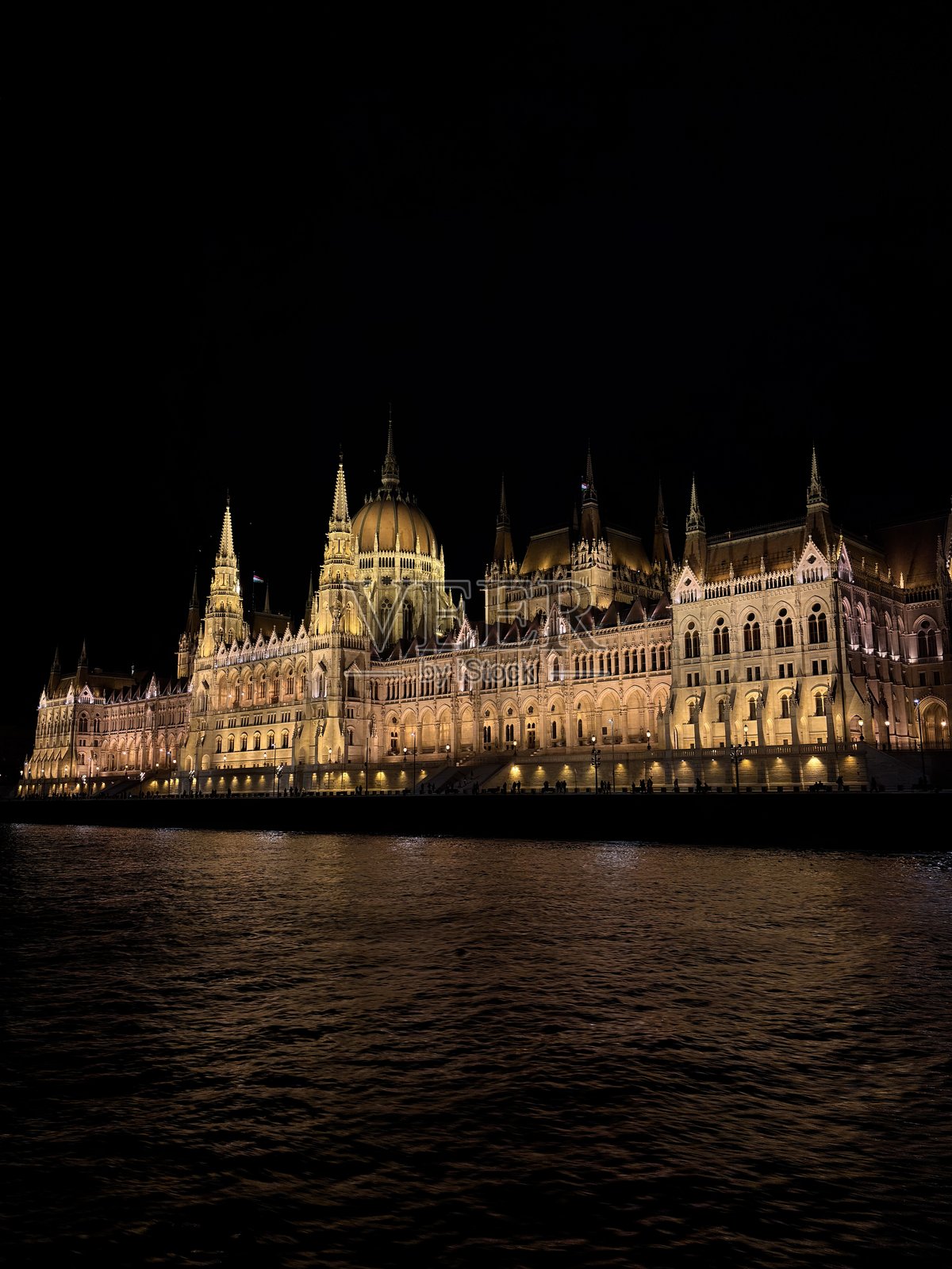 布达佩斯夜景中的匈牙利国会大厦照片摄影图片