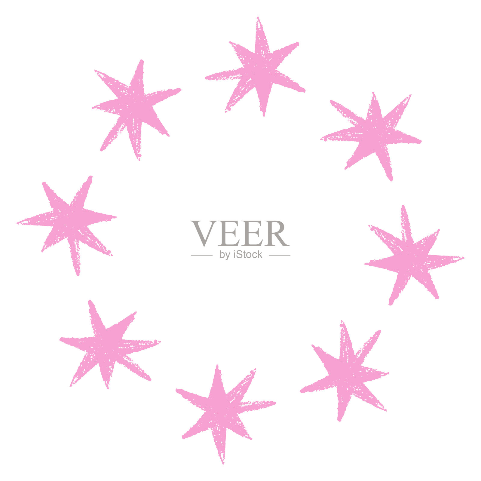 星星蜡笔纹理圆形边框矢量图插画图片素材