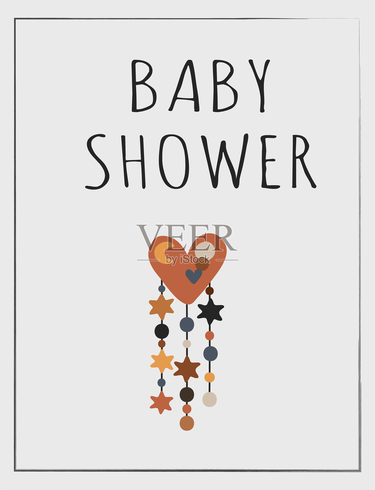 波西米亚风彩虹婴儿送礼会卡 - 7插画图片素材