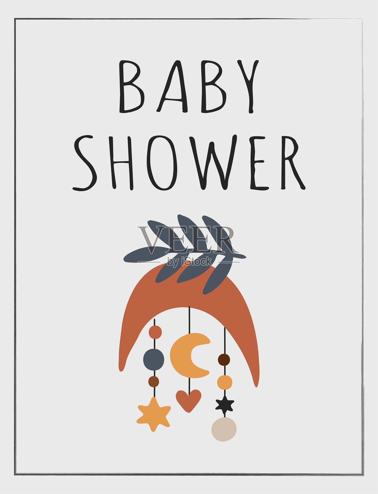 波西米亚彩虹婴儿洗礼卡 - 40插画图片素材