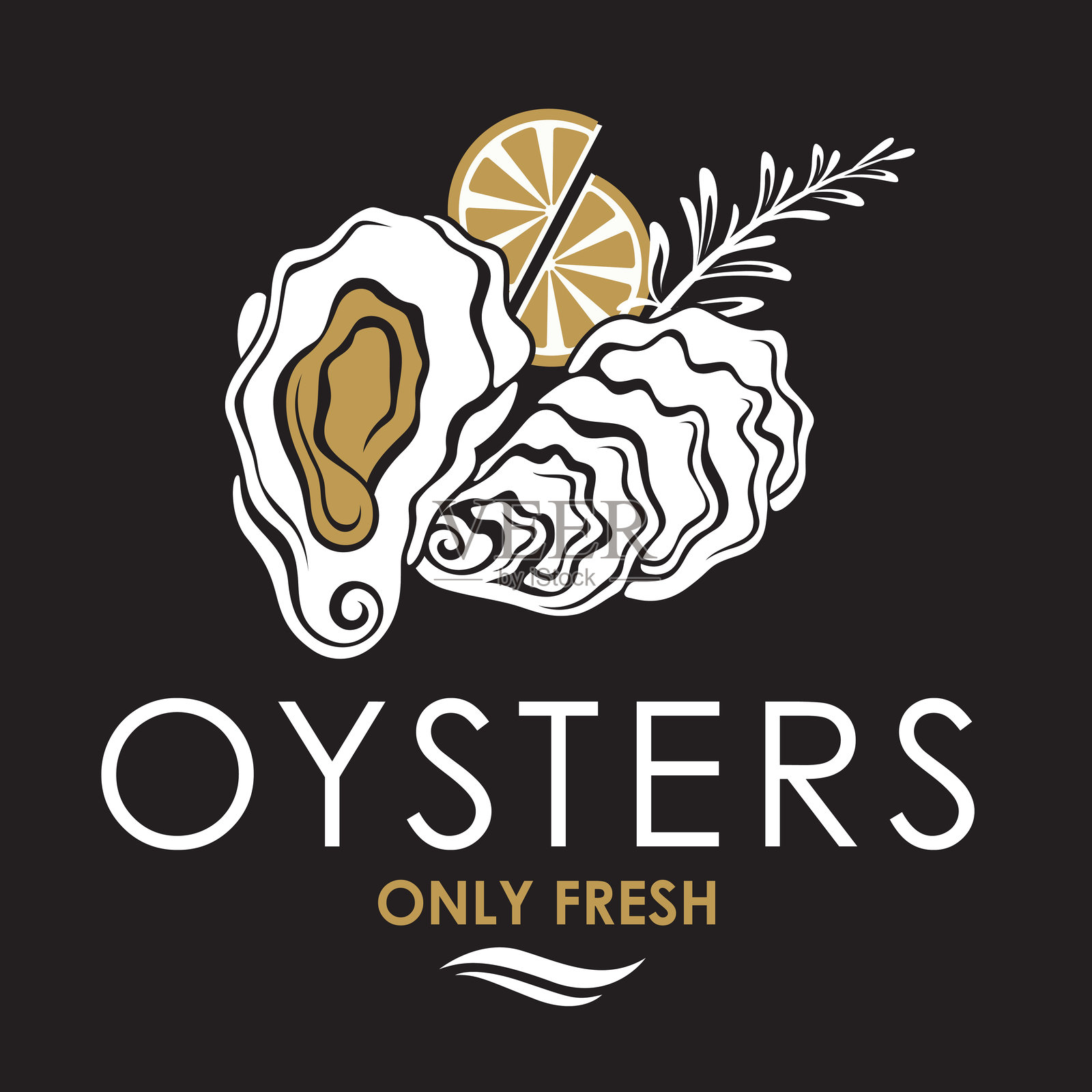 牡蛎壳标签插画图片素材