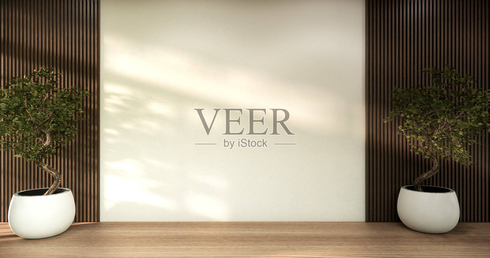 建筑与室内概念 空房间与木板墙背景 3D插画渲染照片摄影图片