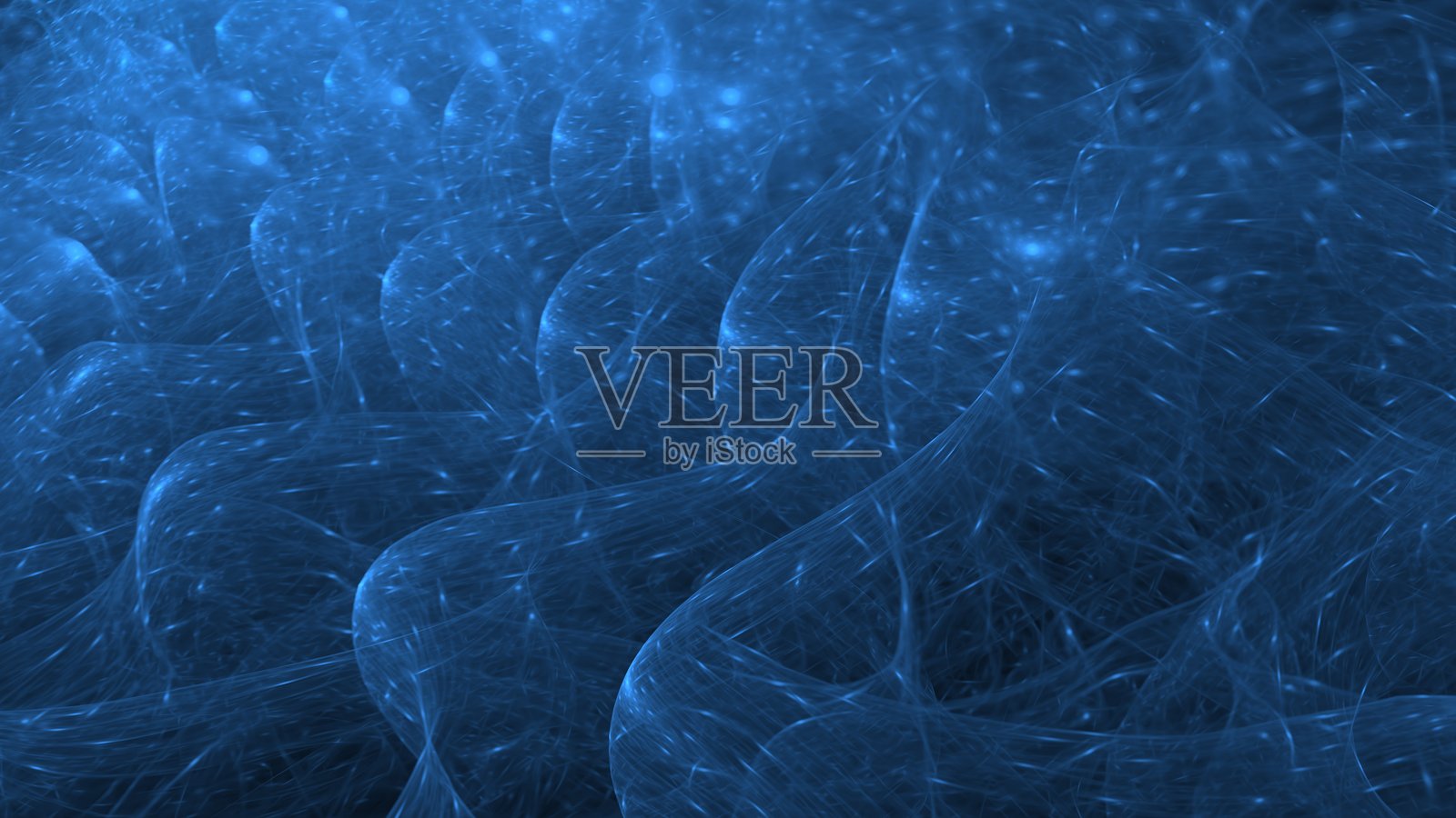 旋转的蓝色图案在数字环境中营造出动感和流畅感，展现出唤起深度和能量感的纹理。3D渲染照片摄影图片