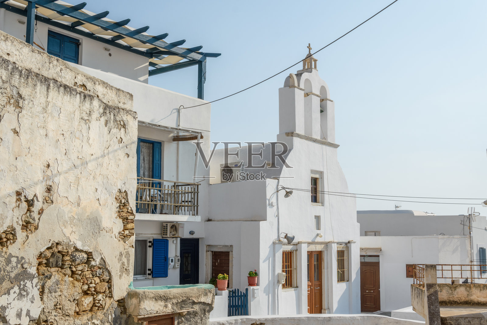 希腊基克拉泽斯群岛纳克索斯镇的圣帕拉斯凯维教堂照片摄影图片