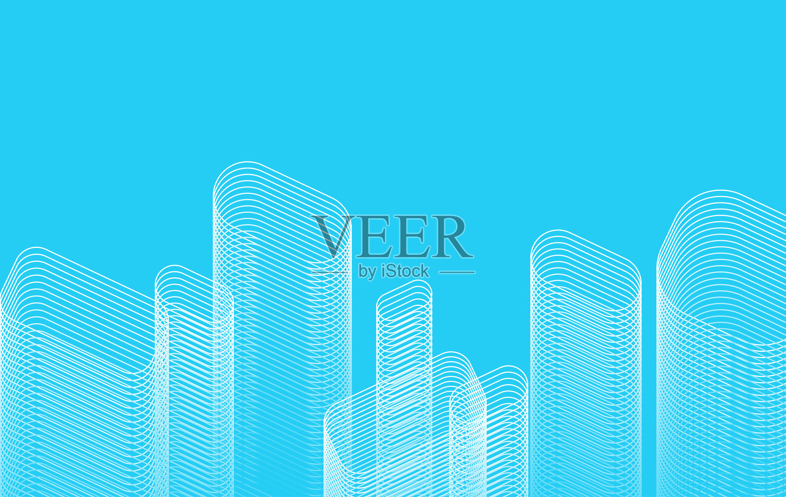 蓝色抽象城市现代建筑线条结构图案抽象背景插画图片素材