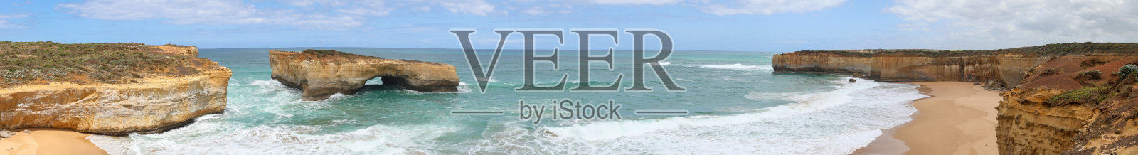 澳大利亚大洋路伦敦桥的风景和海景，这里是绝佳的观景点照片摄影图片