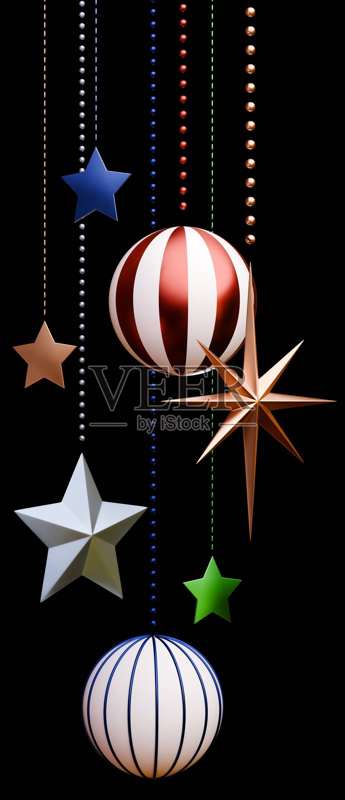 3D发光圣诞装饰品插画照片摄影图片