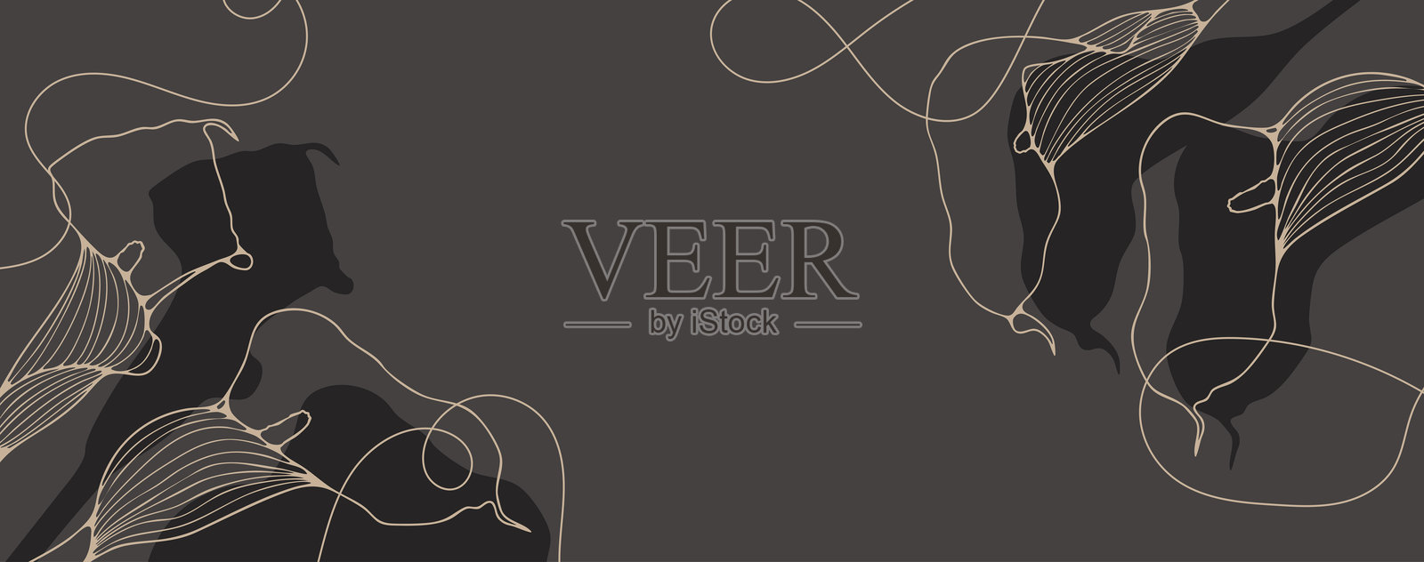 马蹄莲花手绘卡片或花卉边框。矢量抽象花卉插画插画图片素材