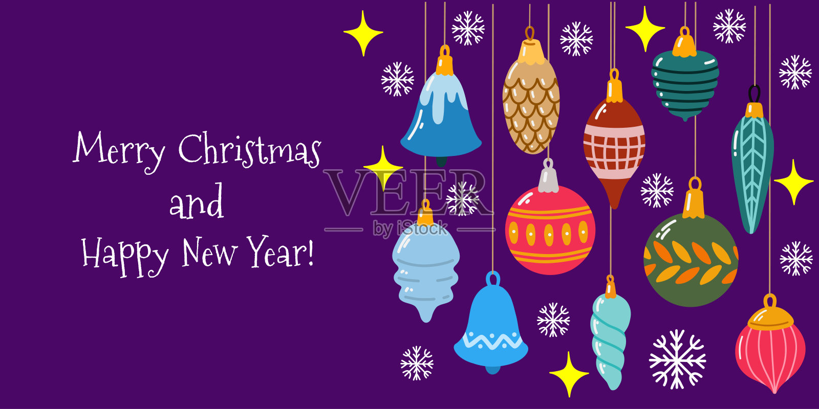 节日插画，配有圣诞装饰插画图片素材