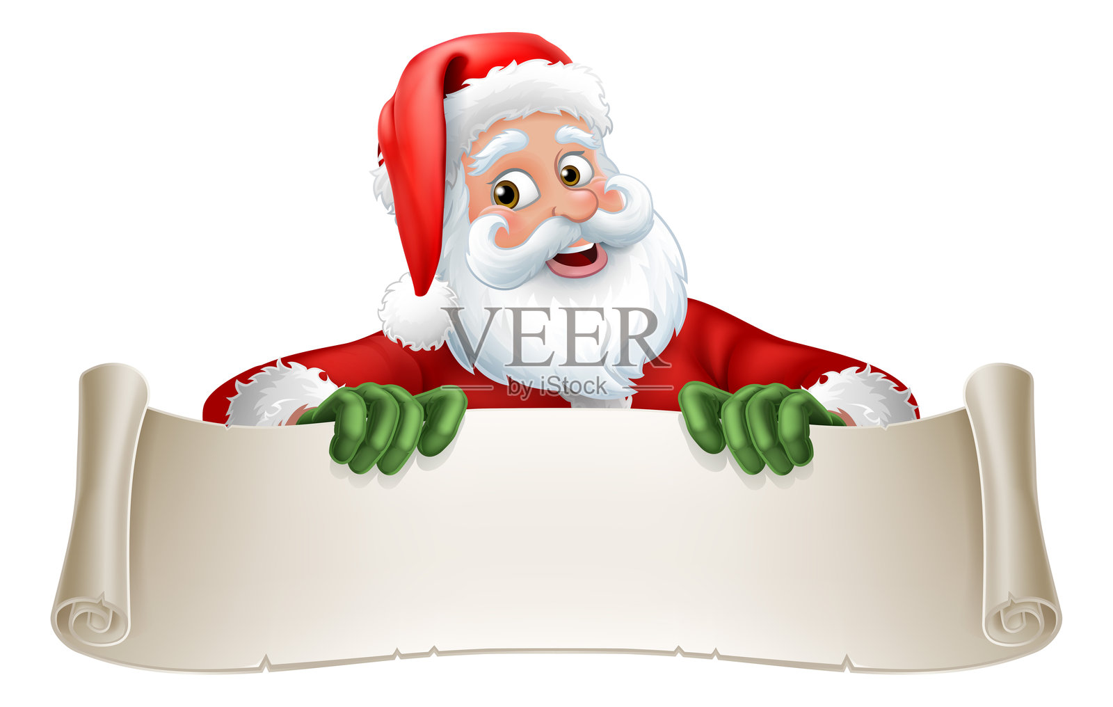 圣诞老人 父亲圣诞老人 卷轴标志 卡通插画图片素材