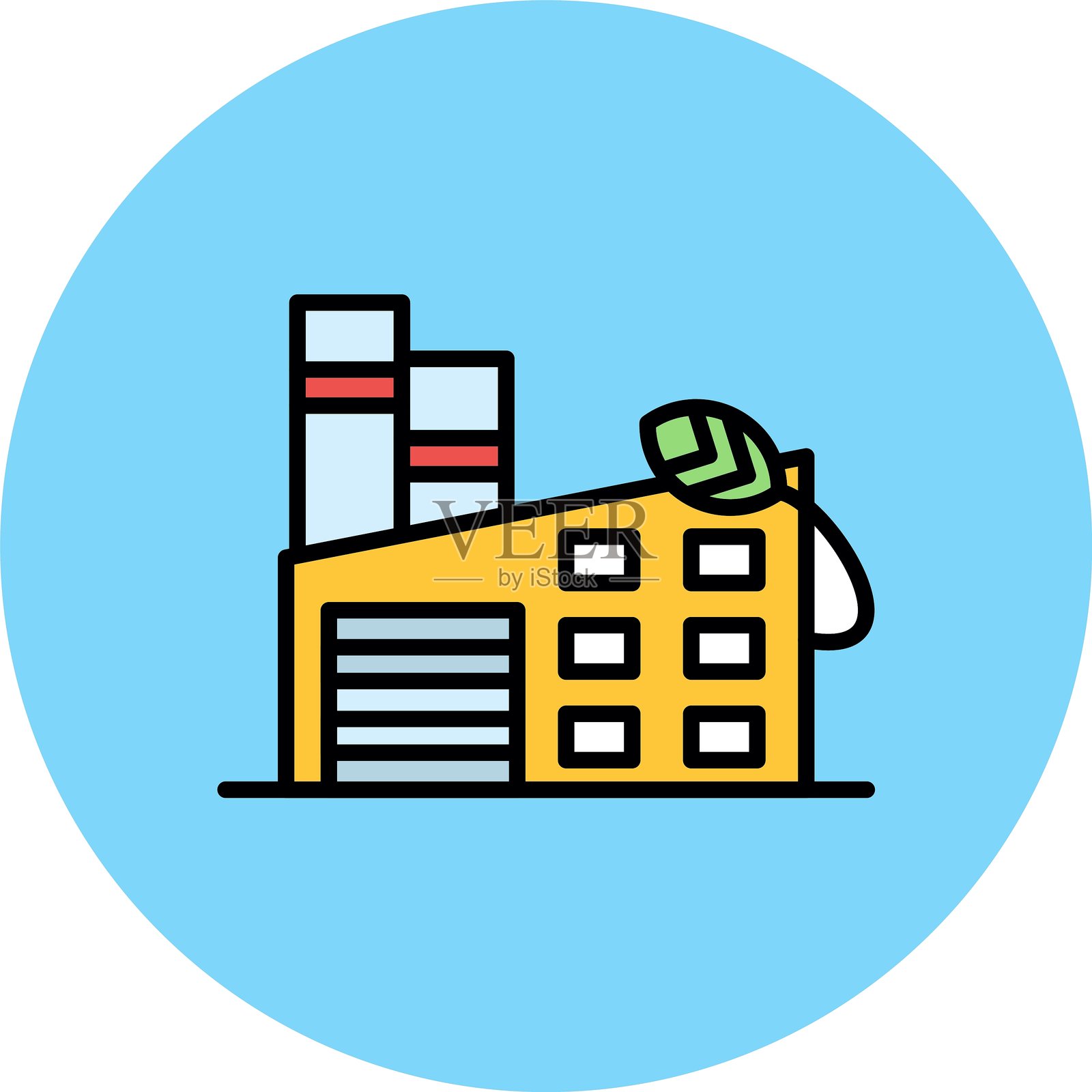 工厂新图标设计创意插画图片素材