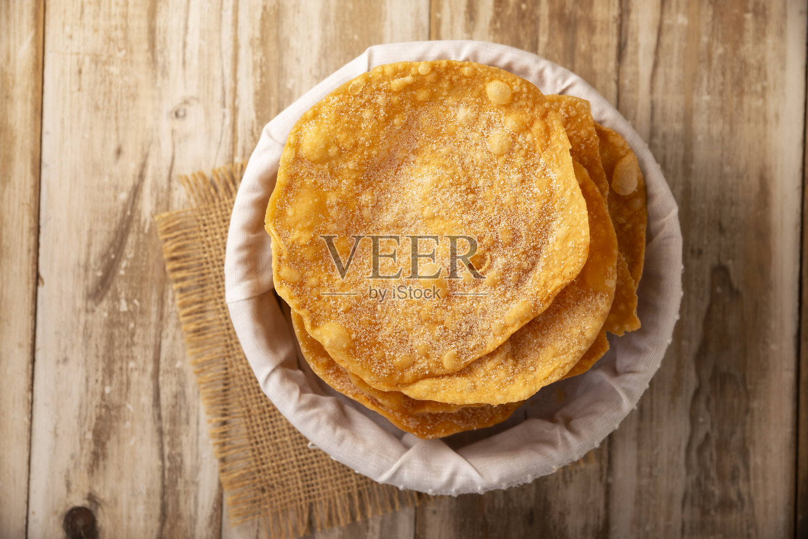 墨西哥膝盖油炸点心，俯视角度照片摄影图片