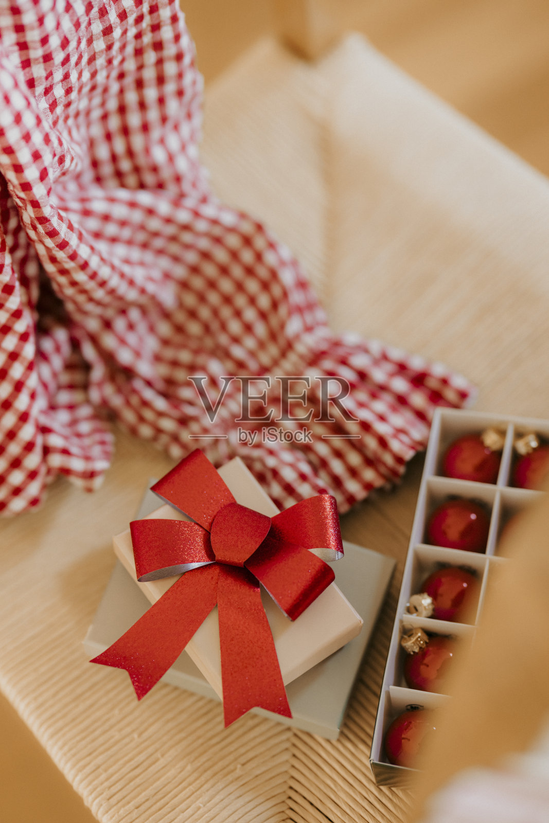 圣诞礼物背景 俯视静物照片摄影图片