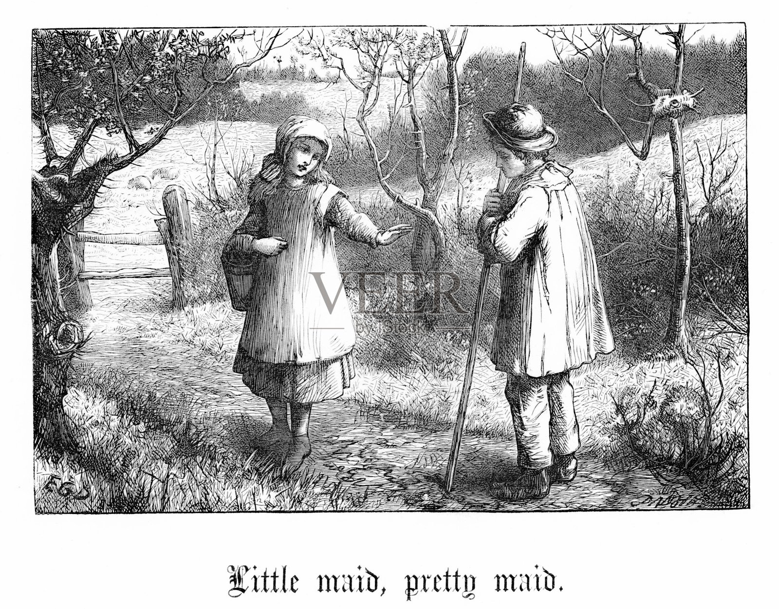 小女仆，漂亮女仆，童谣，诗歌，歌曲插画图片素材