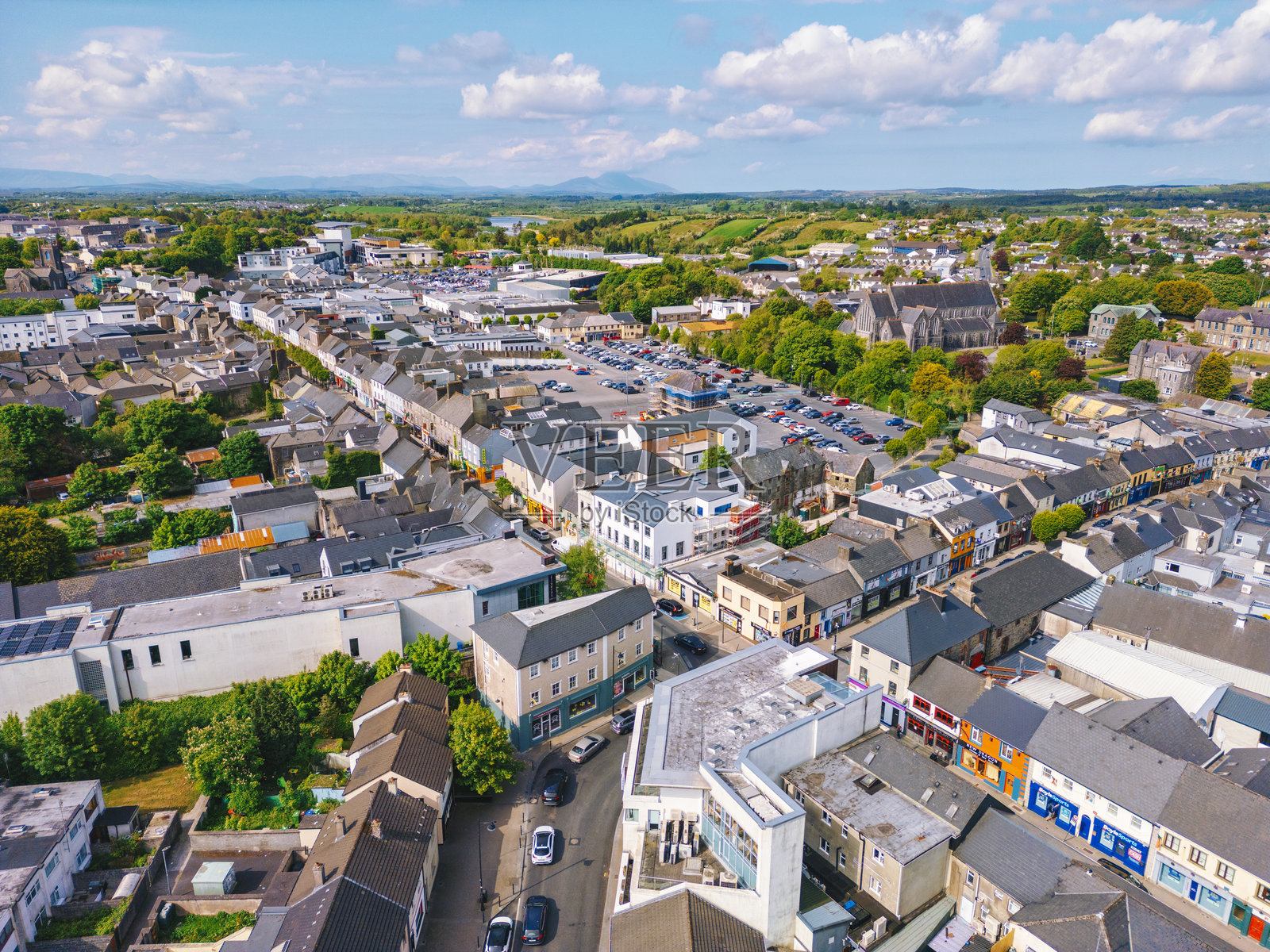 爱尔兰梅奥郡卡斯尔巴镇航拍照片摄影图片