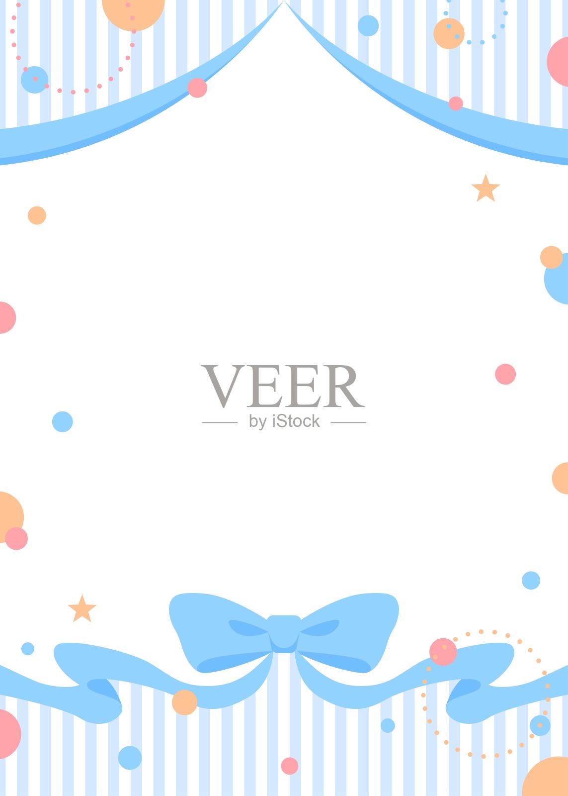 丝带装饰画框，圆形物体，流行设计，竖向插画图片素材