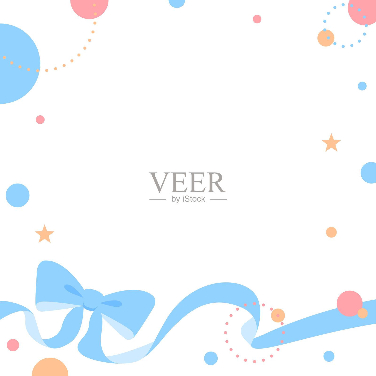 丝带装饰边框，圆形物体，流行设计，方形尺寸插画图片素材