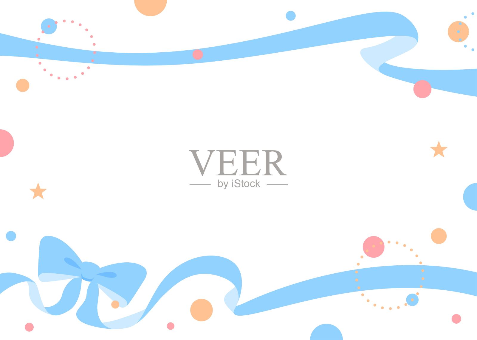 丝带装饰画框，圆形物体，流行设计插画图片素材