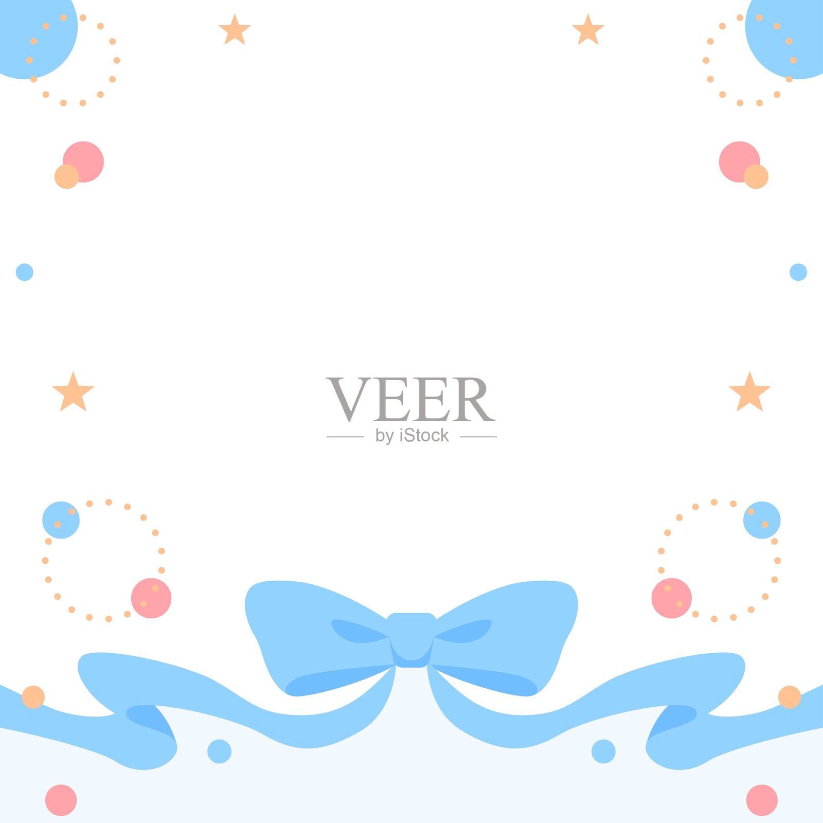 丝带装饰边框，圆形物体，流行设计，方形尺寸插画图片素材